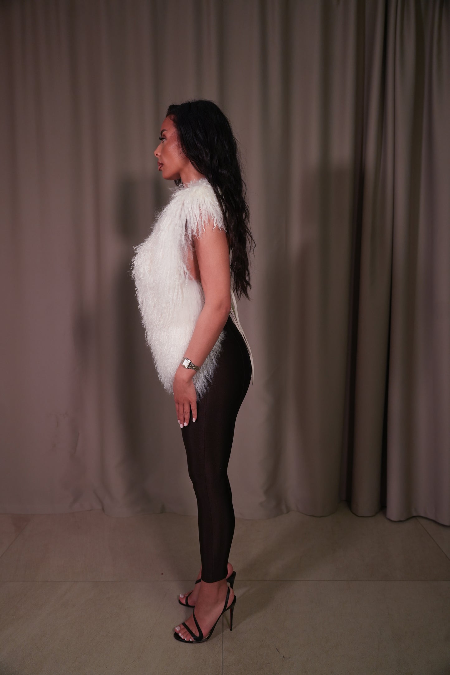 MAYA - Top blanc en fourrure