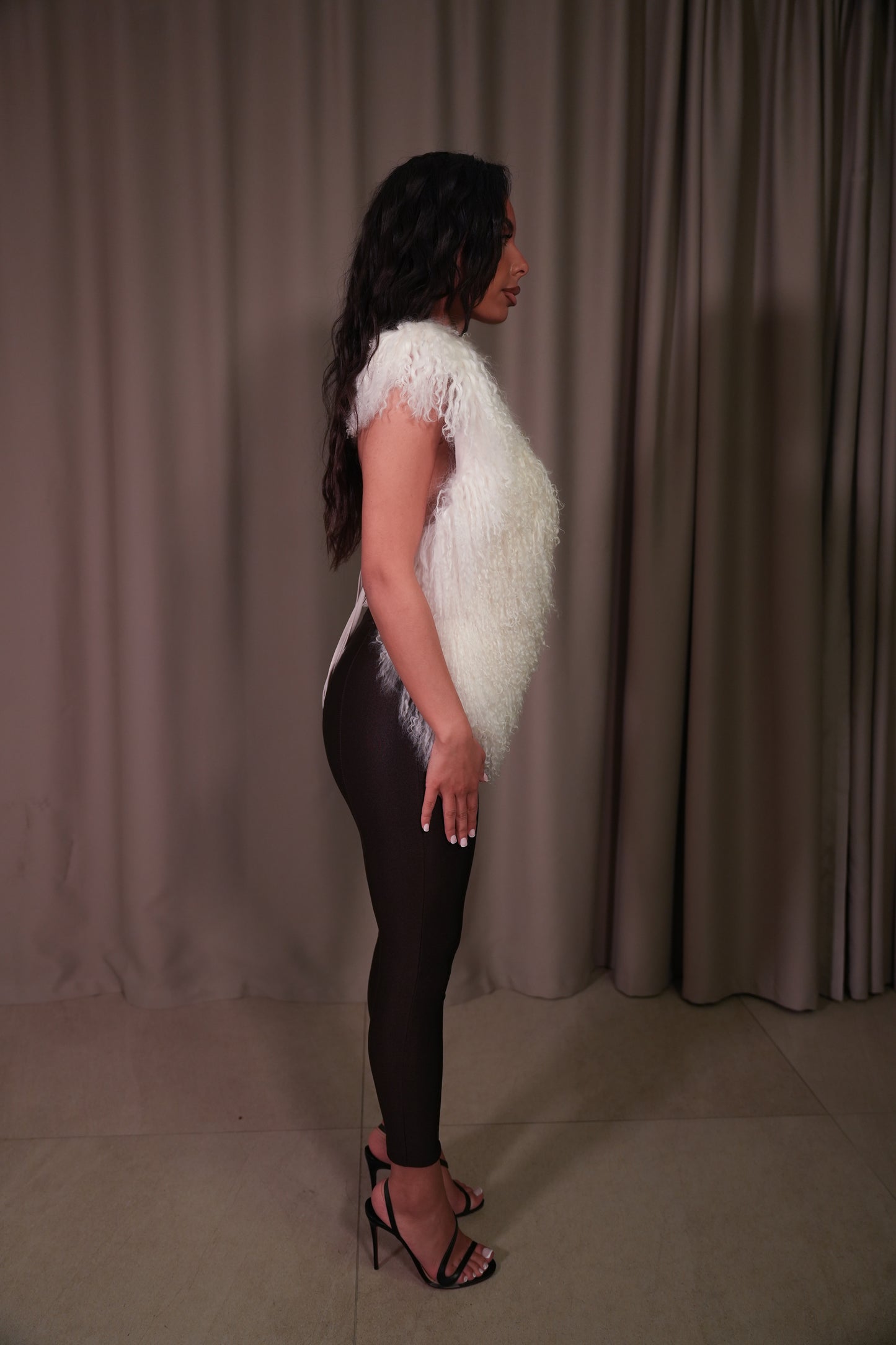 MAYA - Top blanc en fourrure